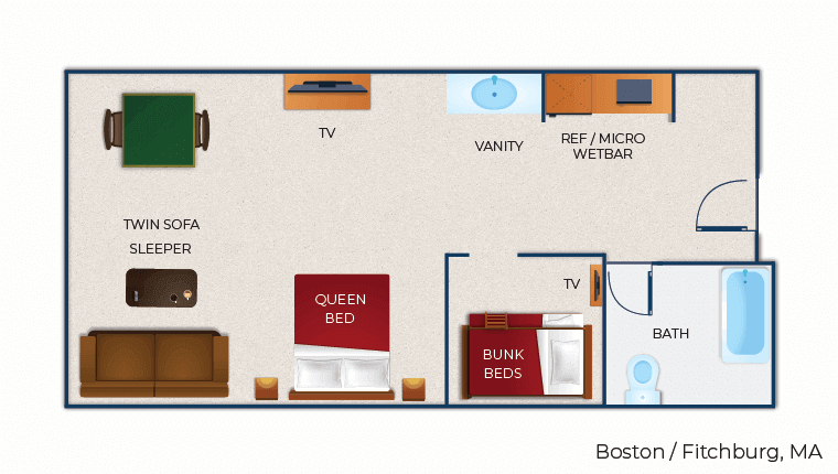 The floor plan for the Wolf Pup Den Suite (Standard)